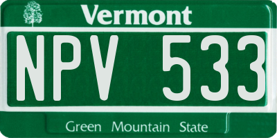 VT license plate NPV533