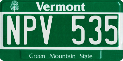 VT license plate NPV535