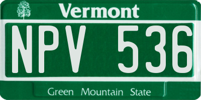 VT license plate NPV536