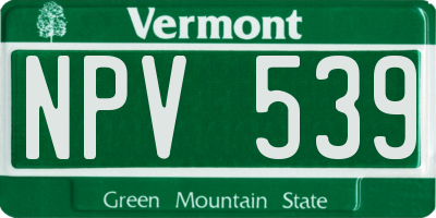 VT license plate NPV539