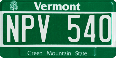 VT license plate NPV540