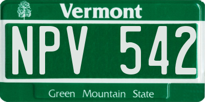 VT license plate NPV542