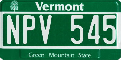 VT license plate NPV545