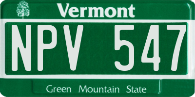 VT license plate NPV547