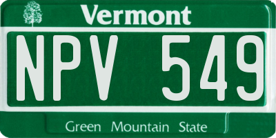 VT license plate NPV549