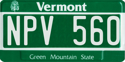 VT license plate NPV560