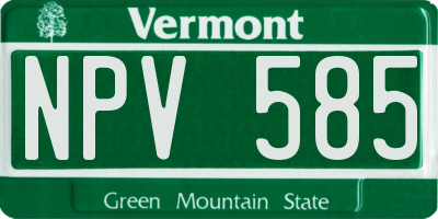 VT license plate NPV585