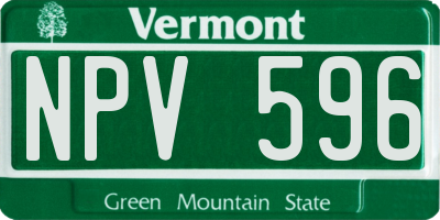 VT license plate NPV596