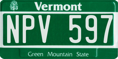 VT license plate NPV597
