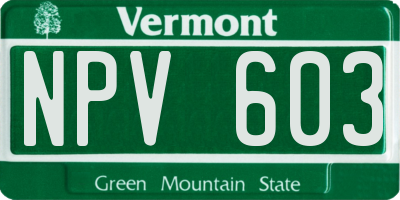 VT license plate NPV603