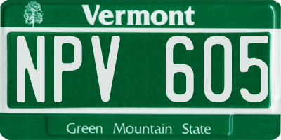 VT license plate NPV605