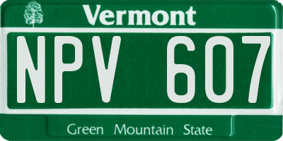 VT license plate NPV607