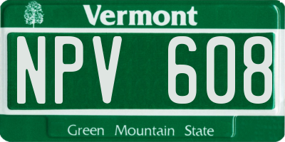 VT license plate NPV608