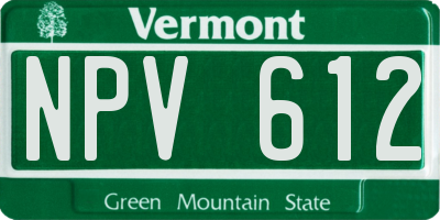 VT license plate NPV612