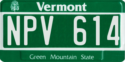 VT license plate NPV614