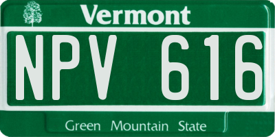 VT license plate NPV616