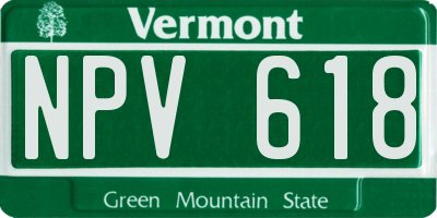VT license plate NPV618