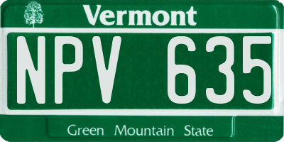 VT license plate NPV635