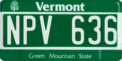 VT license plate NPV636