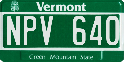 VT license plate NPV640