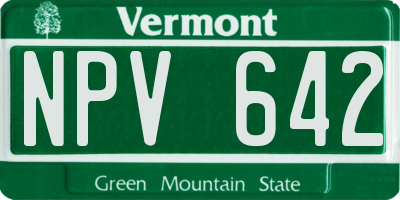 VT license plate NPV642