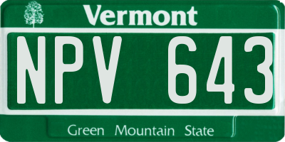 VT license plate NPV643