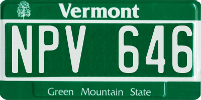 VT license plate NPV646