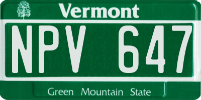 VT license plate NPV647