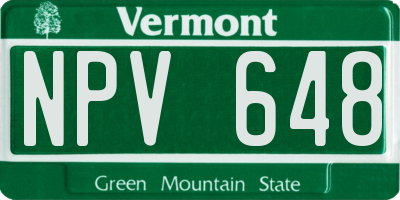 VT license plate NPV648