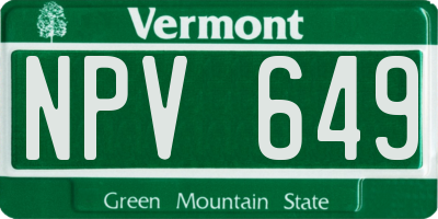 VT license plate NPV649
