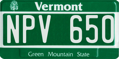 VT license plate NPV650