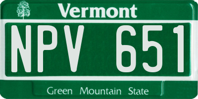 VT license plate NPV651