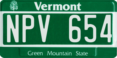 VT license plate NPV654