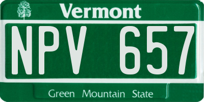 VT license plate NPV657