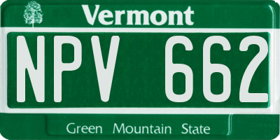VT license plate NPV662