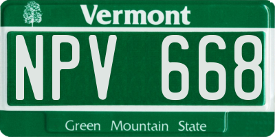 VT license plate NPV668