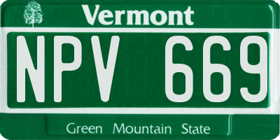 VT license plate NPV669