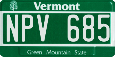 VT license plate NPV685
