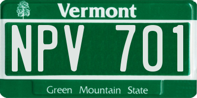 VT license plate NPV701