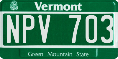 VT license plate NPV703