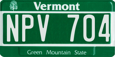 VT license plate NPV704