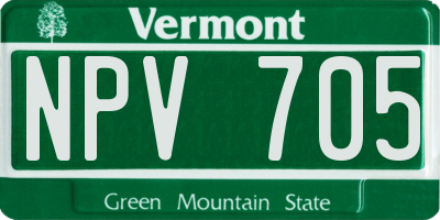VT license plate NPV705