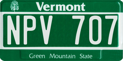 VT license plate NPV707