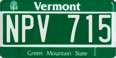VT license plate NPV715