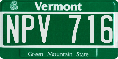 VT license plate NPV716