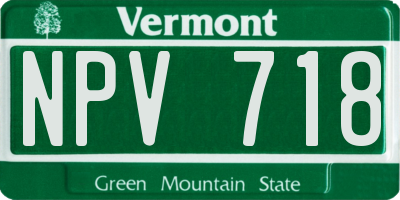 VT license plate NPV718