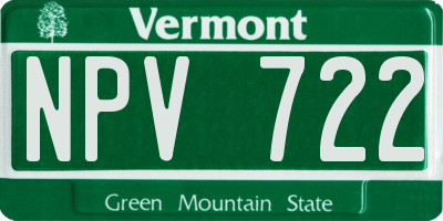VT license plate NPV722