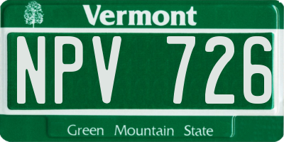 VT license plate NPV726