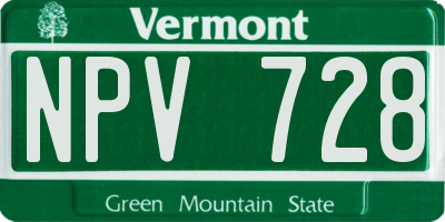 VT license plate NPV728