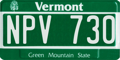 VT license plate NPV730
